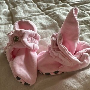 Pink Baby One-Piece Booties with Ruffle Detail